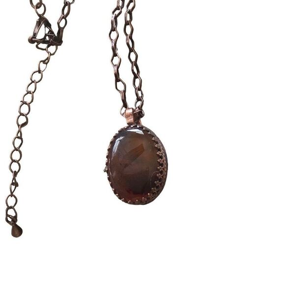 Necklace, Copper and Carnelian Pendant Necklace, NEW, Handmade, Adjustable - Picture 4 of 8